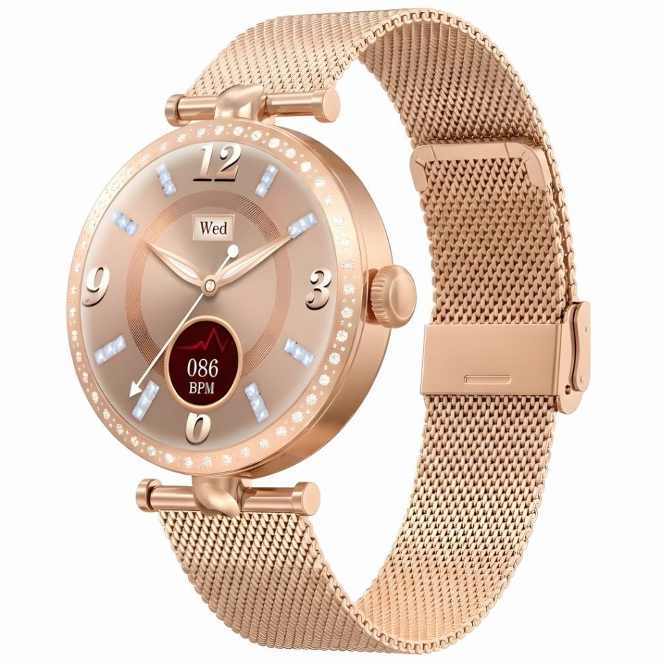 Smartwatch Damski Gravity GT27-1 na bransolecie mesh w kolorze Różowe Złoto/Różowe Złoto o szerokości 20mm