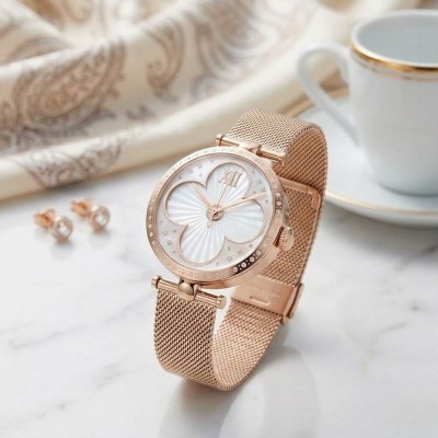 Smartwatch Damski Gravity GT27-1 na bransolecie mesh w kolorze Różowe Złoto/Różowe Złoto o szerokości 20mm