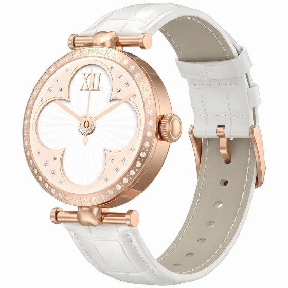 Smartwatch Damski Gravity GT27-2 na pasku skórzanym w kolorze Różowe Złoto/Biały o szerokości 20mm