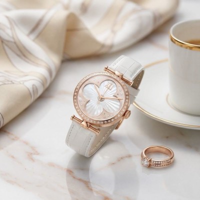 Smartwatch Damski Gravity GT27-2 na pasku skórzanym w kolorze Różowe Złoto/Biały o szerokości 20mm