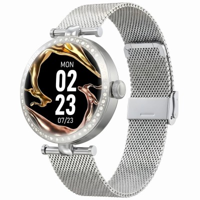 Smartwatch Damski Gravity GT27-4 na bransolecie mesh w kolorze Srebrny/Srebrny o szerokości 20mm