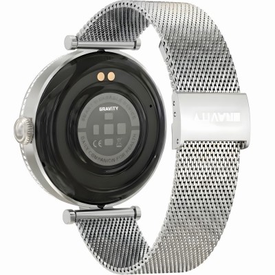 Smartwatch Damski Gravity GT27-4 na bransolecie mesh w kolorze Srebrny/Srebrny o szerokości 20mm