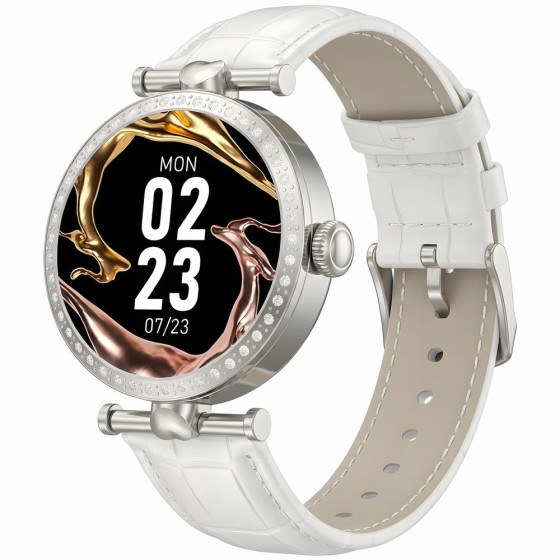 Smartwatch Damski Gravity GT27-6 na pasku skórzanym w kolorze Srebrny/Biały o szerokości 20mm