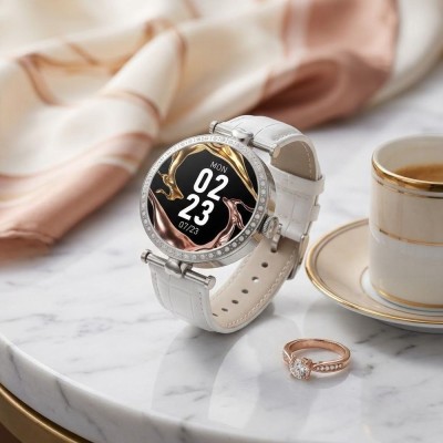 Smartwatch Damski Gravity GT27-6 na pasku skórzanym w kolorze Srebrny/Biały o szerokości 20mm