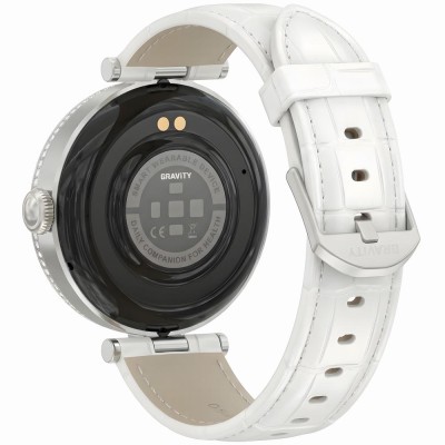 Smartwatch Damski Gravity GT27-6 na pasku skórzanym w kolorze Srebrny/Biały o szerokości 20mm