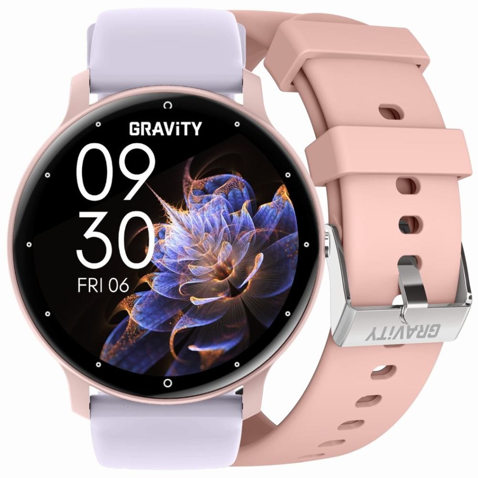 Smartwatch Damski Gravity GT1-10 PRO na pasku gumowym w kolorze Różowy/Fioletowy o szerokości 22mm