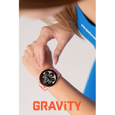 Smartwatch Damski Gravity GT1-10 PRO na pasku gumowym w kolorze Różowy/Fioletowy o szerokości 22mm