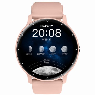 Smartwatch Damski Gravity GT1-10 PRO na pasku gumowym w kolorze Różowy/Fioletowy o szerokości 22mm
