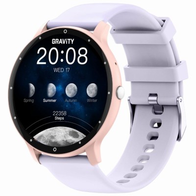 Smartwatch Damski Gravity GT1-10 PRO na pasku gumowym w kolorze Różowy/Fioletowy o szerokości 22mm