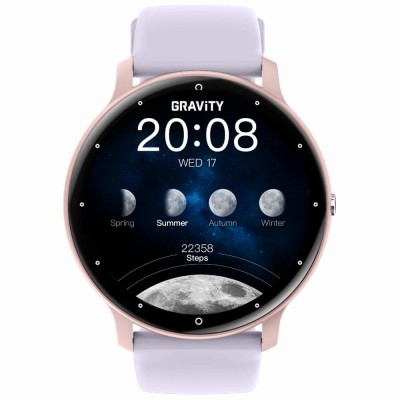Smartwatch Damski Gravity GT1-10 PRO na pasku gumowym w kolorze Różowy/Fioletowy o szerokości 22mm