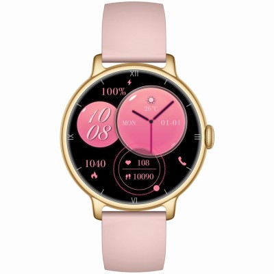 Smartwatch Damski Gravity GT33-1 na pasku gumowym w kolorze Złoty/Różowy o szerokości 18mm