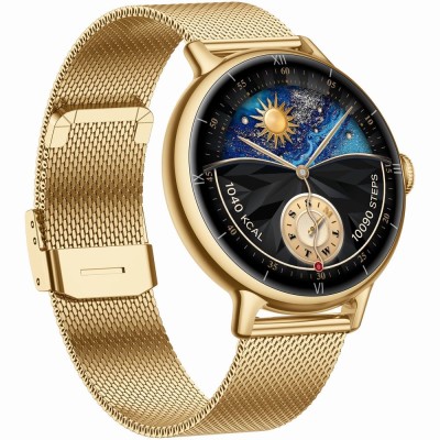 Smartwatch Damski Gravity GT33-2 na pasku skórzanym w kolorze Złoty/Biały o szerokości 18mm