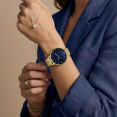 Smartwatch Damski Gravity GT33-2 na pasku skórzanym w kolorze Złoty/Biały o szerokości 18mm