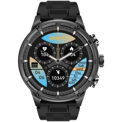 Smartwatch Męski Gravity GT41-1 na pasku gumowym w kolorze Czarny/Czarny o szerokości 24mm
