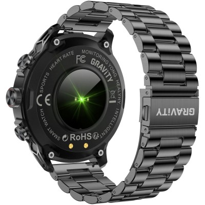 Smartwatch Męski Gravity GT41-1 na pasku gumowym w kolorze Czarny/Czarny o szerokości 24mm