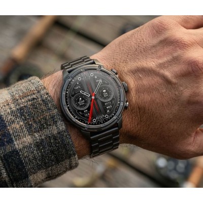 Smartwatch Męski Gravity GT41-1 na pasku gumowym w kolorze Czarny/Czarny o szerokości 24mm