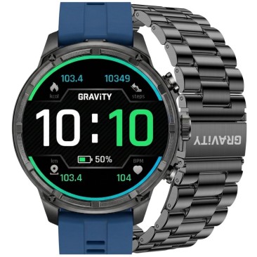 Smartwatch Męski Gravity GT41-2 na pasku gumowym w kolorze Czarny/Granatowy o szerokości 24mm