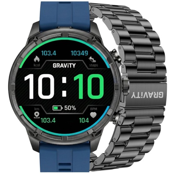 Smartwatch Męski Gravity GT41-2 na pasku gumowym w kolorze Czarny/Granatowy o szerokości 24mm