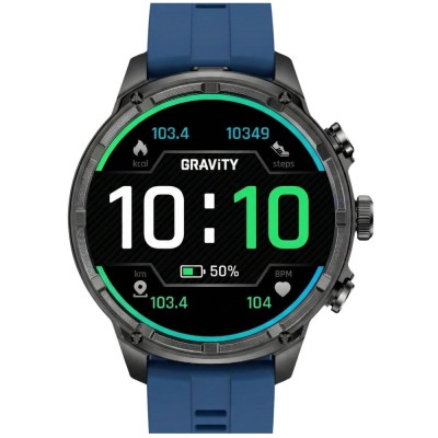 Smartwatch Męski Gravity GT41-2 na pasku gumowym w kolorze Czarny/Granatowy o szerokości 24mm