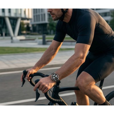 Smartwatch Męski Gravity GT41-3 na pasku gumowym w kolorze Tytanowy/Czarny o szerokości 24mm