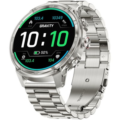 Smartwatch Męski Gravity GT41-3 na pasku gumowym w kolorze Tytanowy/Czarny o szerokości 24mm