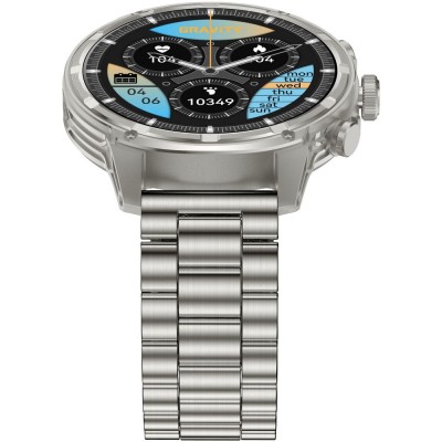 Smartwatch Męski Gravity GT41-3 na pasku gumowym w kolorze Tytanowy/Czarny o szerokości 24mm