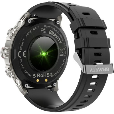 Smartwatch Męski Gravity GT41-3 na pasku gumowym w kolorze Tytanowy/Czarny o szerokości 24mm