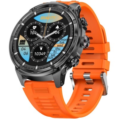 Smartwatch Męski Gravity GT41-4 na pasku gumowym w kolorze Czarny/Pomarańczowy o szerokości 24mm