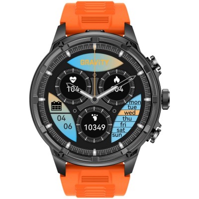 Smartwatch Męski Gravity GT41-4 na pasku gumowym w kolorze Czarny/Pomarańczowy o szerokości 24mm