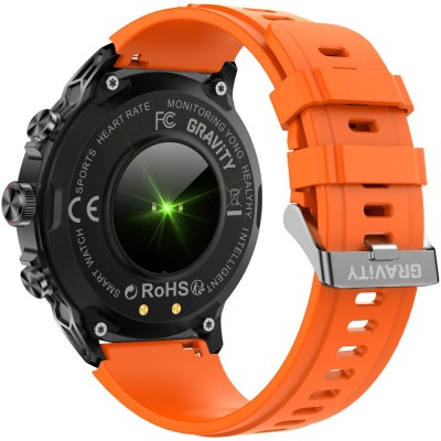 Smartwatch Męski Gravity GT41-4 na pasku gumowym w kolorze Czarny/Pomarańczowy o szerokości 24mm