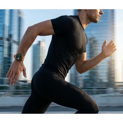 Smartwatch Męski Gravity GT41-4 na pasku gumowym w kolorze Czarny/Pomarańczowy o szerokości 24mm