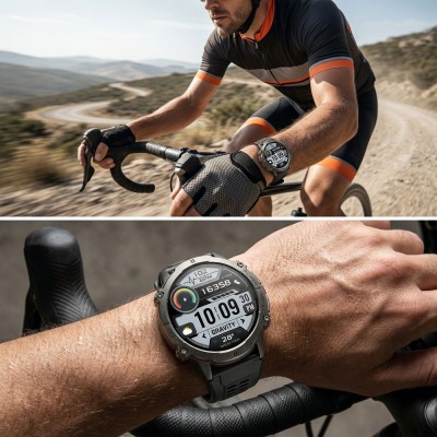 Smartwatch Męski Gravity GT42-1 na pasku gumowym w kolorze Czarny/Czarny o szerokości 22mm