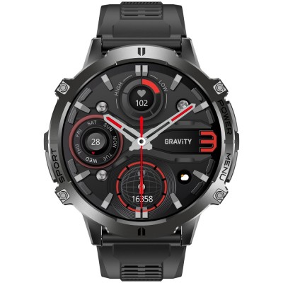 Smartwatch Męski Gravity GT42-1 na pasku gumowym w kolorze Czarny/Czarny o szerokości 22mm