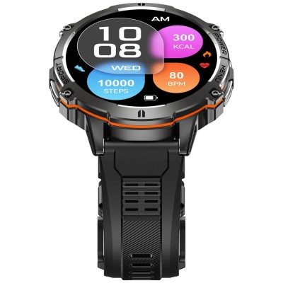 Smartwatch Męski Gravity GT42-1 na pasku gumowym w kolorze Czarny/Czarny o szerokości 22mm