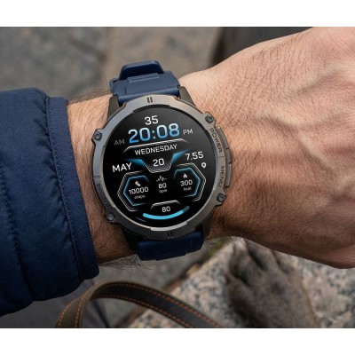 Smartwatch Męski Gravity GT42-2 na pasku gumowym w kolorze Czarny/Granatowy o szerokości 22mm