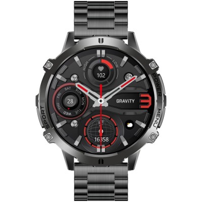 Smartwatch Męski Gravity GT42-2 na pasku gumowym w kolorze Czarny/Granatowy o szerokości 22mm
