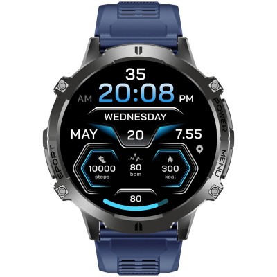 Smartwatch Męski Gravity GT42-2 na pasku gumowym w kolorze Czarny/Granatowy o szerokości 22mm
