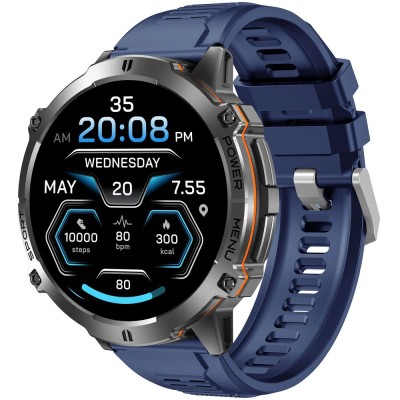 Smartwatch Męski Gravity GT42-2 na pasku gumowym w kolorze Czarny/Granatowy o szerokości 22mm