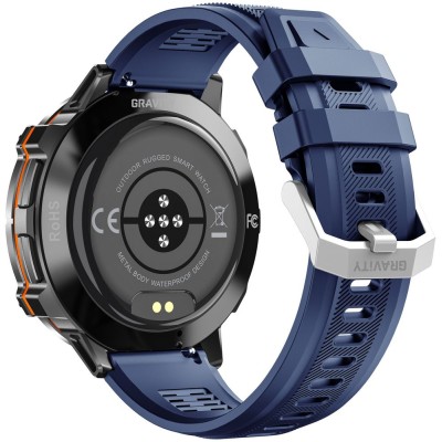 Smartwatch Męski Gravity GT42-2 na pasku gumowym w kolorze Czarny/Granatowy o szerokości 22mm