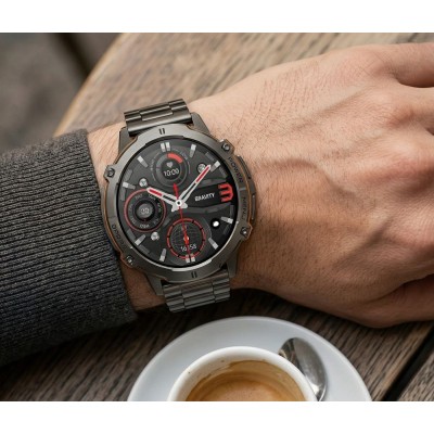 Smartwatch Męski Gravity GT42-2 na pasku gumowym w kolorze Czarny/Granatowy o szerokości 22mm