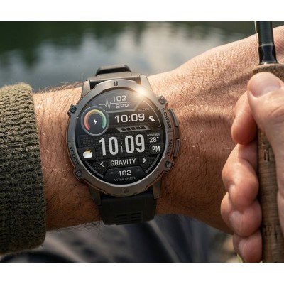 Smartwatch Męski Gravity GT42-3 na pasku gumowym w kolorze Grafitowy/Czarny o szerokości 22mm