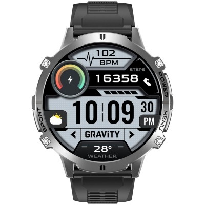 Smartwatch Męski Gravity GT42-3 na pasku gumowym w kolorze Grafitowy/Czarny o szerokości 22mm