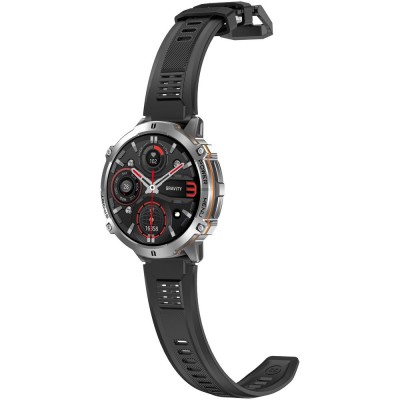 Smartwatch Męski Gravity GT42-3 na pasku gumowym w kolorze Grafitowy/Czarny o szerokości 22mm