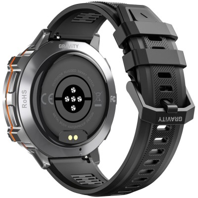 Smartwatch Męski Gravity GT42-3 na pasku gumowym w kolorze Grafitowy/Czarny o szerokości 22mm