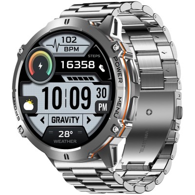 Smartwatch Męski Gravity GT42-4 na pasku gumowym w kolorze Grafitowy/Pomarańczowy o szerokości 22mm