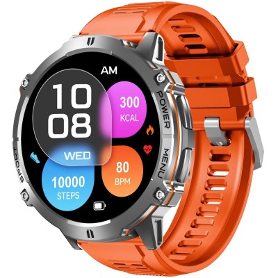 Smartwatch Męski Gravity GT42-4 na pasku gumowym w kolorze Grafitowy/Pomarańczowy o szerokości 22mm