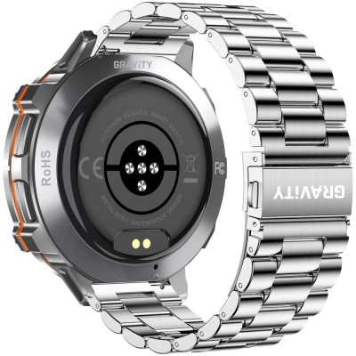 Smartwatch Męski Gravity GT42-4 na pasku gumowym w kolorze Grafitowy/Pomarańczowy o szerokości 22mm