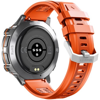 Smartwatch Męski Gravity GT42-4 na pasku gumowym w kolorze Grafitowy/Pomarańczowy o szerokości 22mm