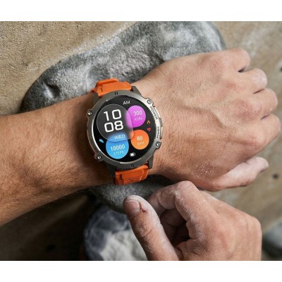 Smartwatch Męski Gravity GT42-4 na pasku gumowym w kolorze Grafitowy/Pomarańczowy o szerokości 22mm