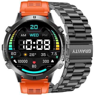 Smartwatch Męski Gravity GT42-5 na pasku gumowym w kolorze Czarny/Pomarańczowy o szerokości 22mm